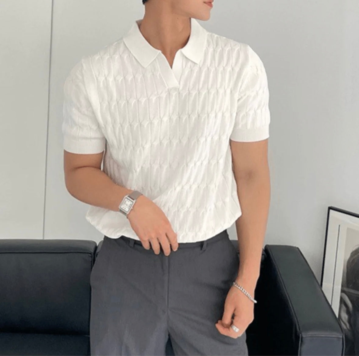 textured polo shirt